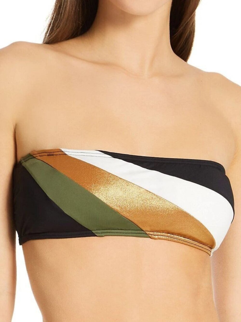 Vince Camuto Women's Colorblocked Bandeau Swim Bikini Top, Multi, XS